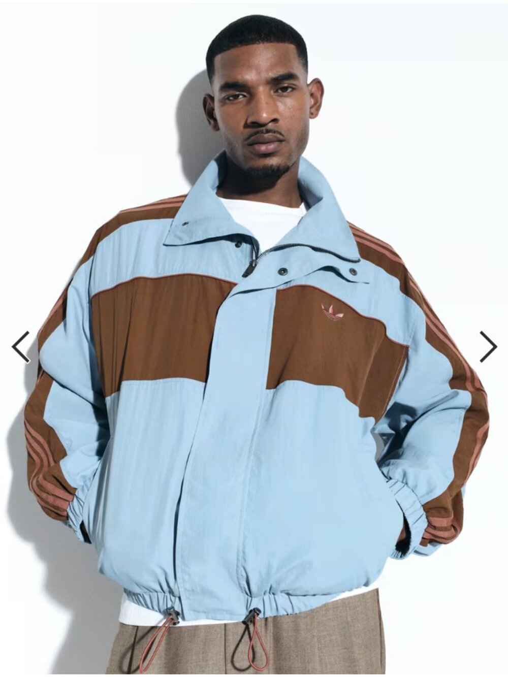 adidas Originals x ASOS men's oversized track jacket in blue color block nylon